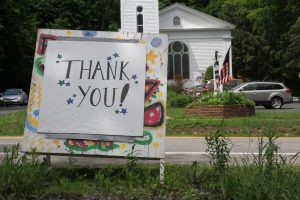 Thank you sign at exit