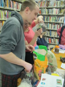 Couple making terrarium