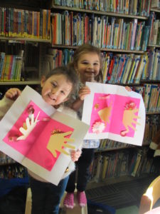 Kids making Valentine's Day cards