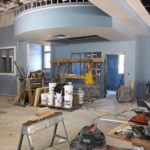 Circulation desk area, employee work space